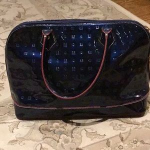 Navy blue patent leather Acadia Italian bag